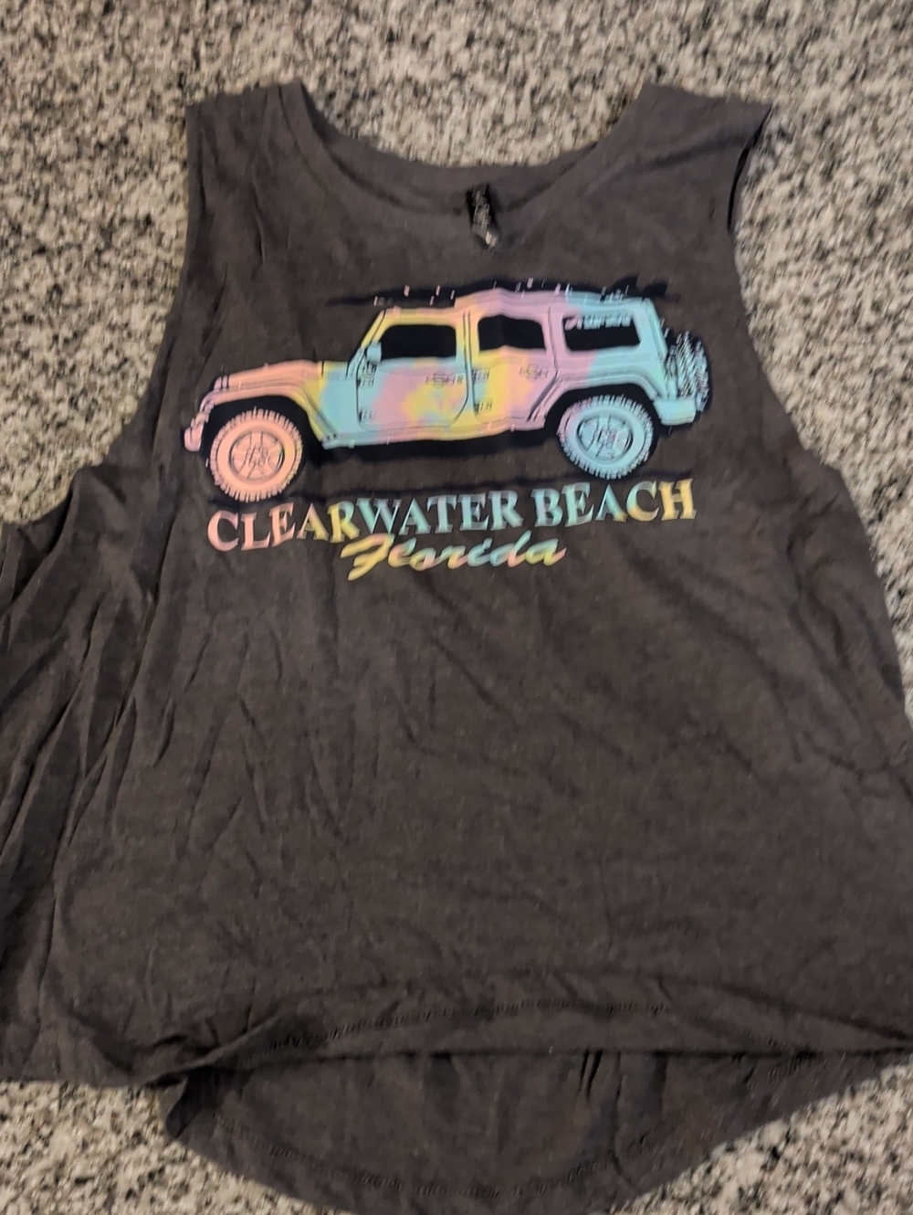 surf style Black Kids Tank Top with Pastel Rainbow Jeep Graphic